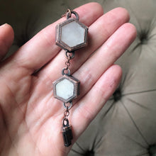 Load image into Gallery viewer, Double White Moonstone Hexagon and Dravite Necklace - Ready to Ship
