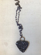 Load image into Gallery viewer, Amethyst Druzy Necklace on Sterling Silver Rosary Chain- Ready to Ship
