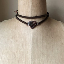 Load image into Gallery viewer, Heart Moss Agate and Leather Wrap Bracelet/Choker #2 - Ready to Ship
