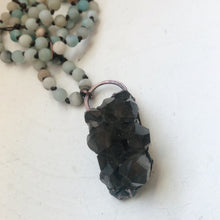 Load image into Gallery viewer, Amazonite and Raw Smoky Quartz Cluster Mala - Ready to Ship
