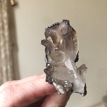 Load image into Gallery viewer, Raw Smoky Quartz Cluster Two Finger Ring - (Super Blood Wolf Moon)
