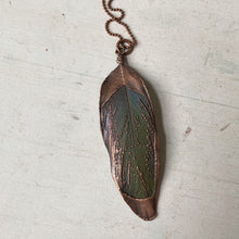 Load image into Gallery viewer, Electroformed Blue &amp; Green Macaw Feather Necklace #1 - Ready to Ship
