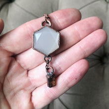 Load image into Gallery viewer, White Moonstone Hexagon and Dravite Necklace #2 - Ready to Ship
