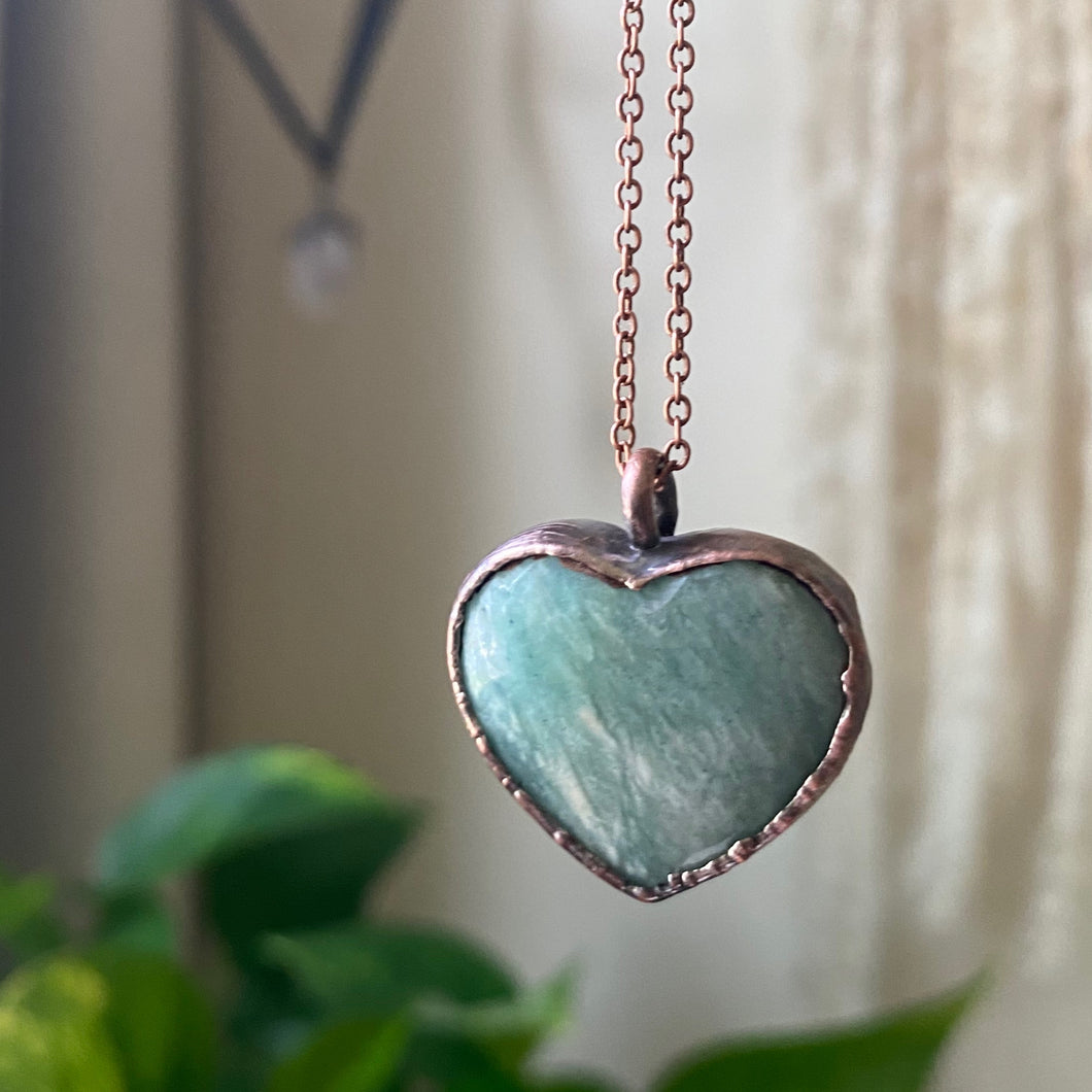 Amazonite Heart Necklace #3 - Ready to Ship