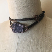 Load image into Gallery viewer, Raw Amethyst Druzy Wrap Bracelet/Choker - Holiday Made to Order
