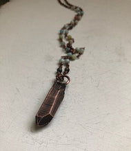 Load image into Gallery viewer, Copper Crystal Point Necklace on Aged Copper &amp; Amazonite Rosary Chain - Ready to Ship (5/17 Update)
