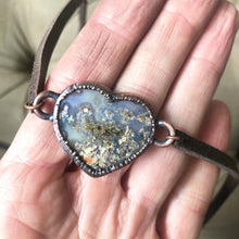 Load image into Gallery viewer, Moss Agate Heart and Leather Wrap Bracelet/Choker #1 - Ready to Ship
