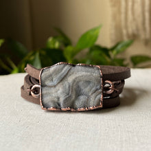 Load image into Gallery viewer, Desert Druzy &amp; Leather Wrap Bracelet/Choker - Ready to Ship
