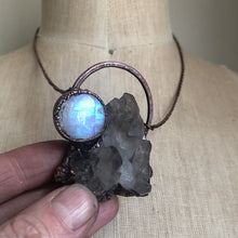 Load image into Gallery viewer, Smoky Quartz Cluster &amp; Rainbow Moonstone Necklace #3 - Ready to Ship
