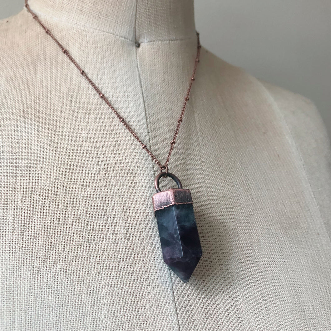 Fluorite Polished Point Necklace #3 - Ready to Ship