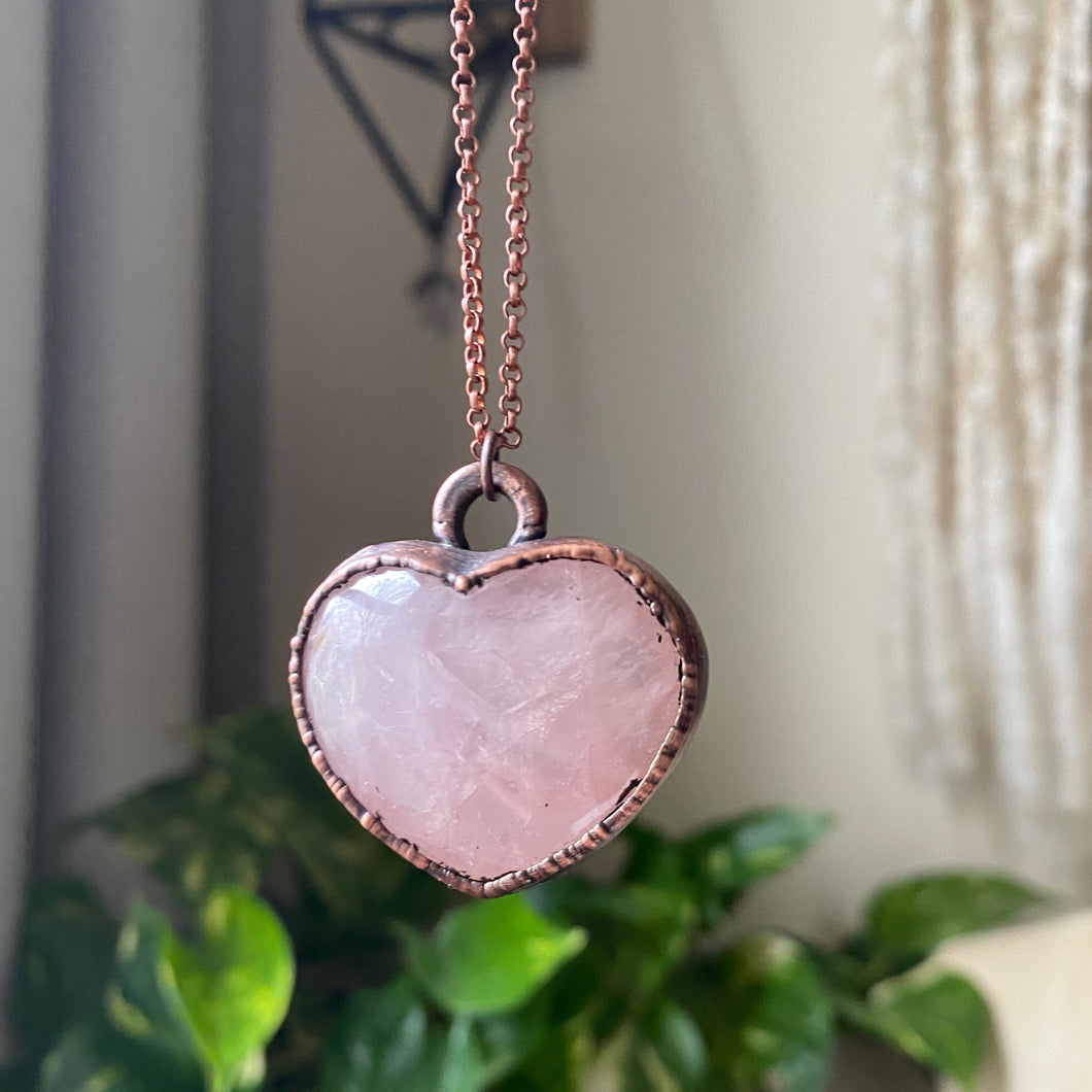Rose Quartz Heart Necklace #2