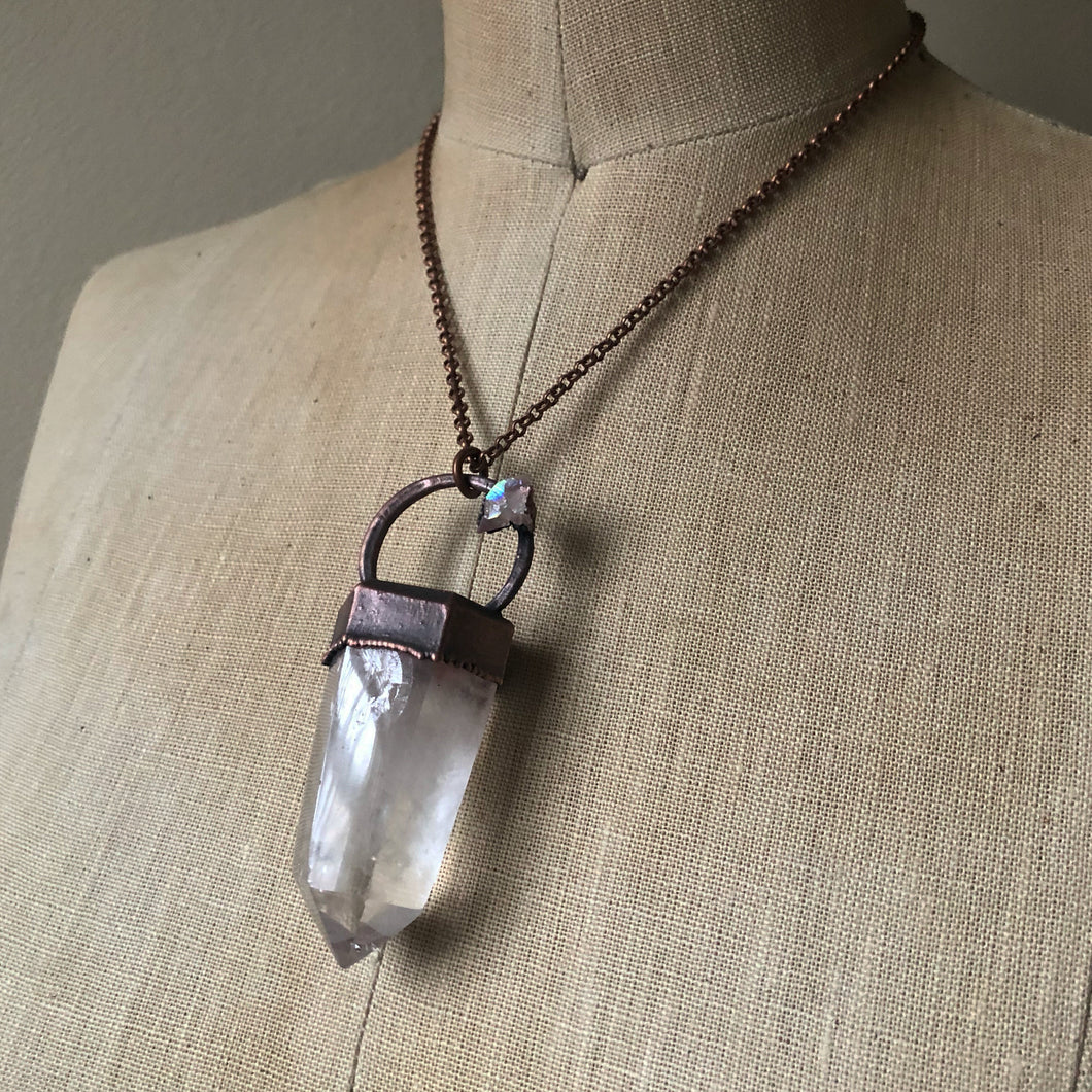 Clear Quartz Point and Angel Aura Necklace - Ready to Ship