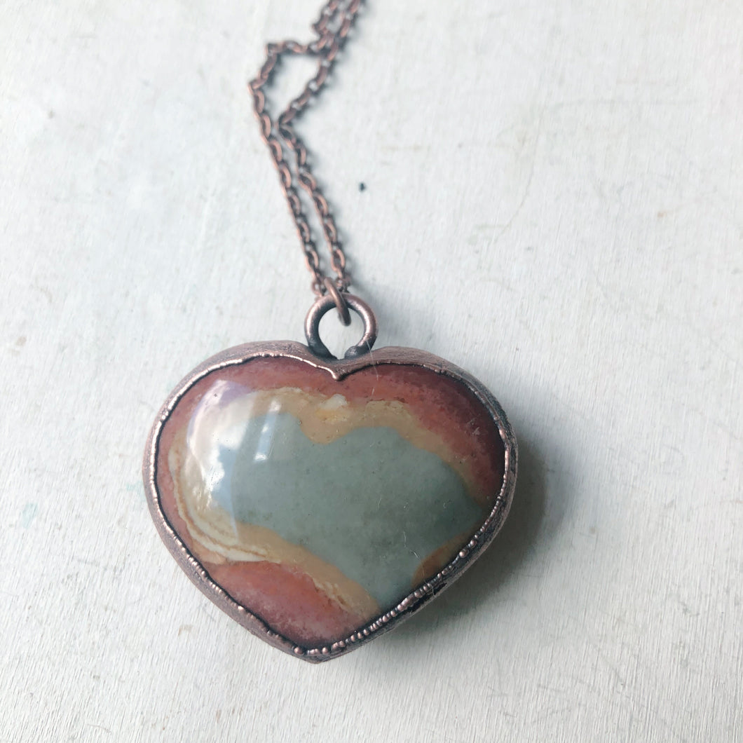 Polychrome Jasper Heart Necklace #4