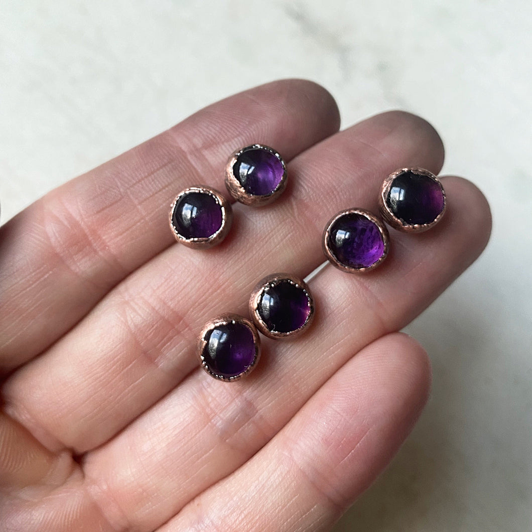 Round Amethyst Stud Earrings - Ready to Ship