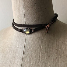Load image into Gallery viewer, Labradorite and Leather Wrap Bracelet/Choker #3 (5/17 Update)
