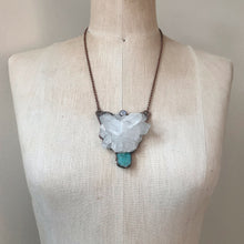 Load image into Gallery viewer, Clear Quartz, Raw Amazonite &amp; Rainbow Moonstone Statement Necklace - Ready to Ship
