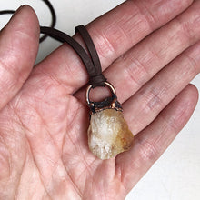 Load image into Gallery viewer, Raw Citrine Necklace on Adjustable Brown Leather Lace #1 (Icarus Soaring)
