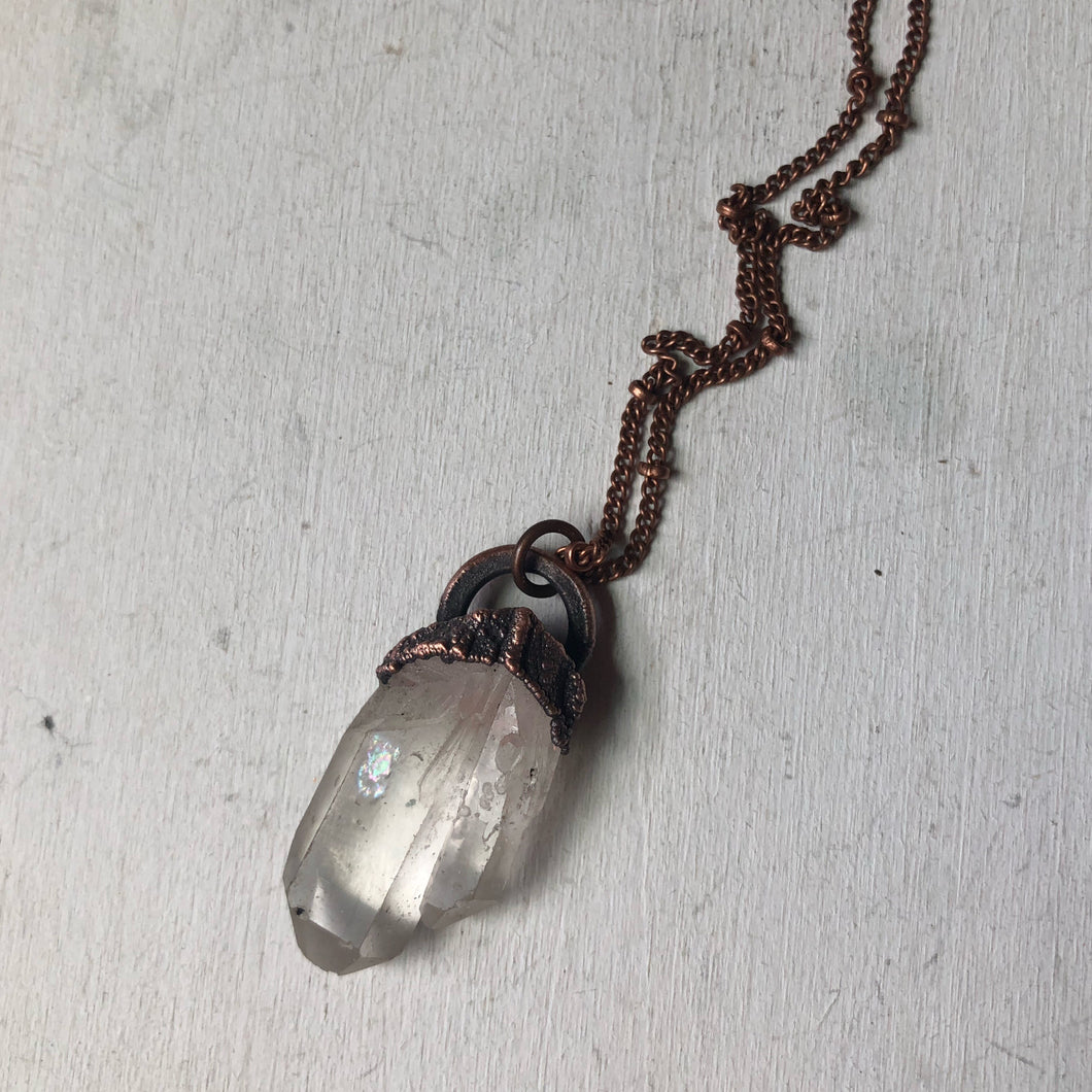 Raw Clear Quartz Double Point Necklace - Ready to Ship