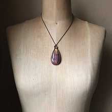 Load image into Gallery viewer, Large Labradorite Teardrop Necklace (Pinkish Purple)- Ready to Ship
