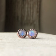 Load image into Gallery viewer, Rainbow Moonstone Stud Earrings - Ready to Ship
