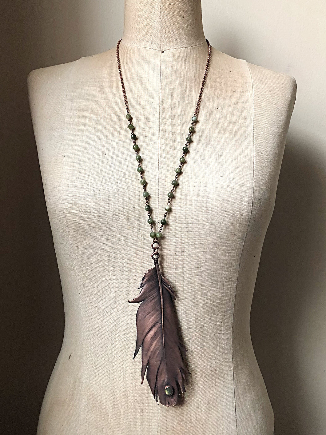 Electroformed Feather and Labradorite Necklace #2 - Ready to Ship
