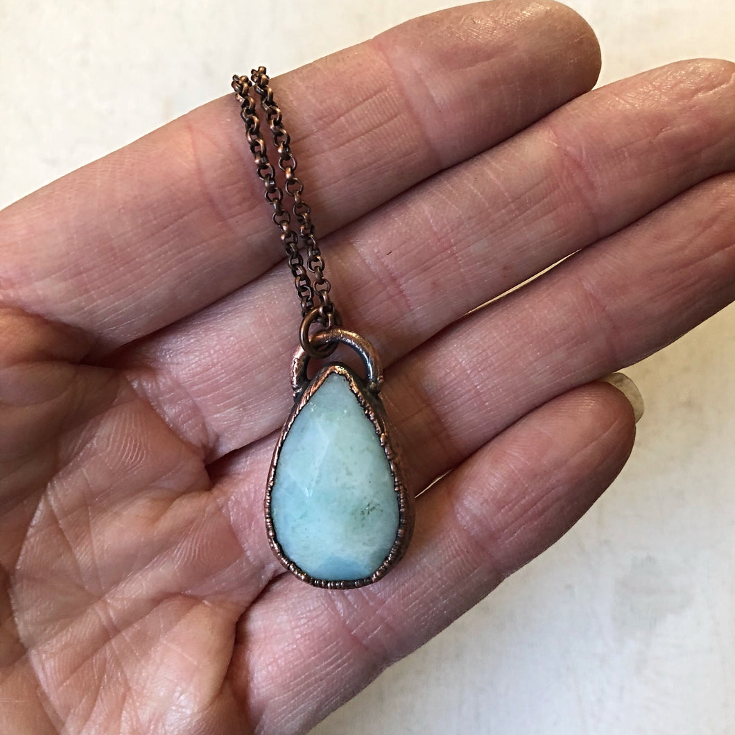 Faceted Amazonite Small Teardrop Necklace