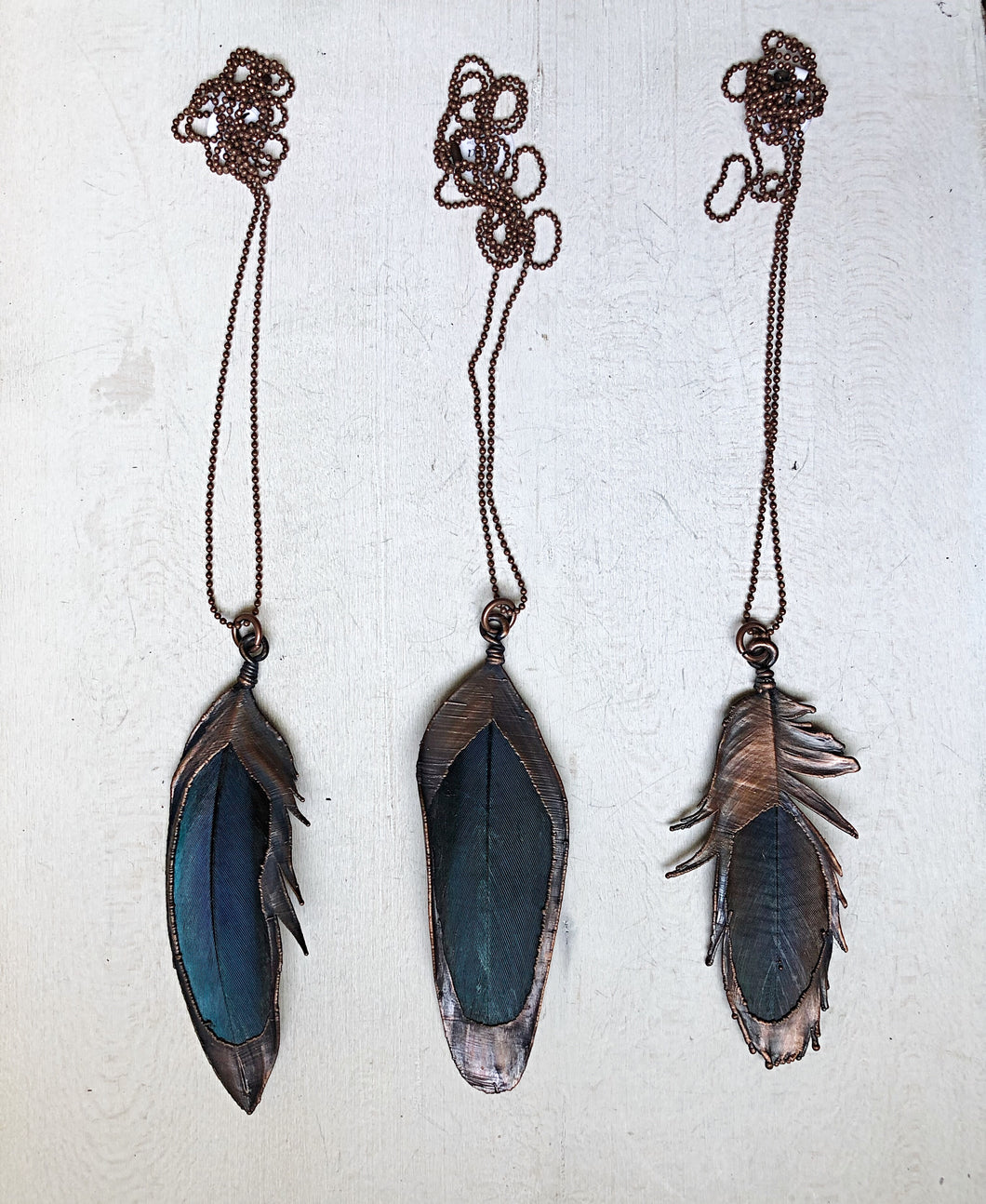 Electroformed Large Macaw Feather Necklace - Read to Ship