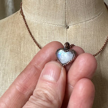 Load image into Gallery viewer, Rainbow Moonstone Heart Necklace #2- Ready to Ship
