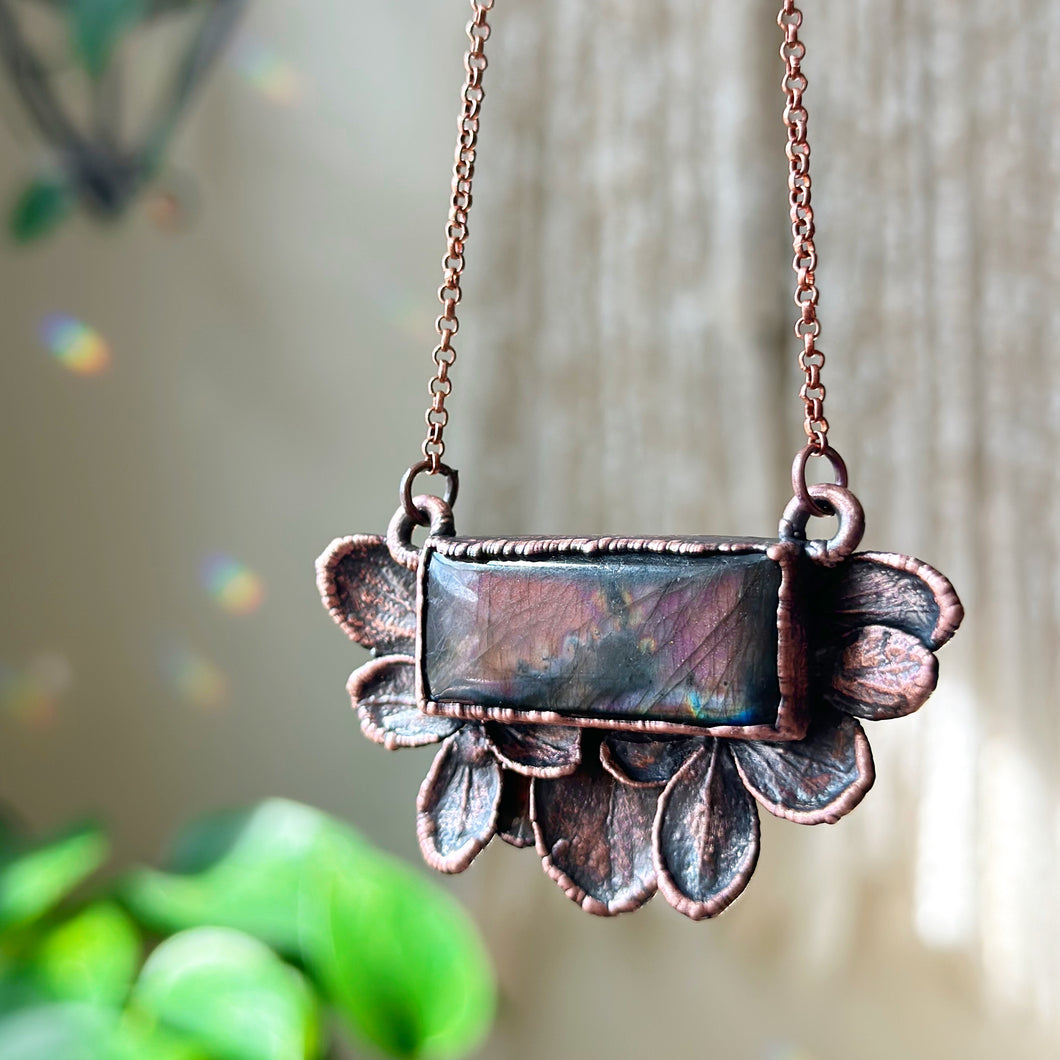 Hydrangea & Labradorite “bloom” Necklace #1 - Ready to Ship