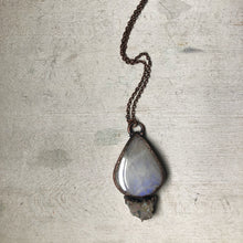 Load image into Gallery viewer, Rainbow Moonstone Teardrop and Angel Aura Necklace - Ready to Ship
