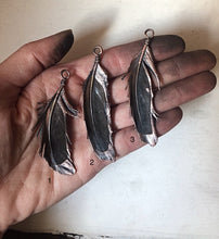 Load image into Gallery viewer, Electroformed Dark Gray Feather Necklace (Ready to Ship) - Darkness Calling Collection
