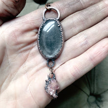 Load image into Gallery viewer, Silver Obsidian &amp; Pink Amethyst Necklace
