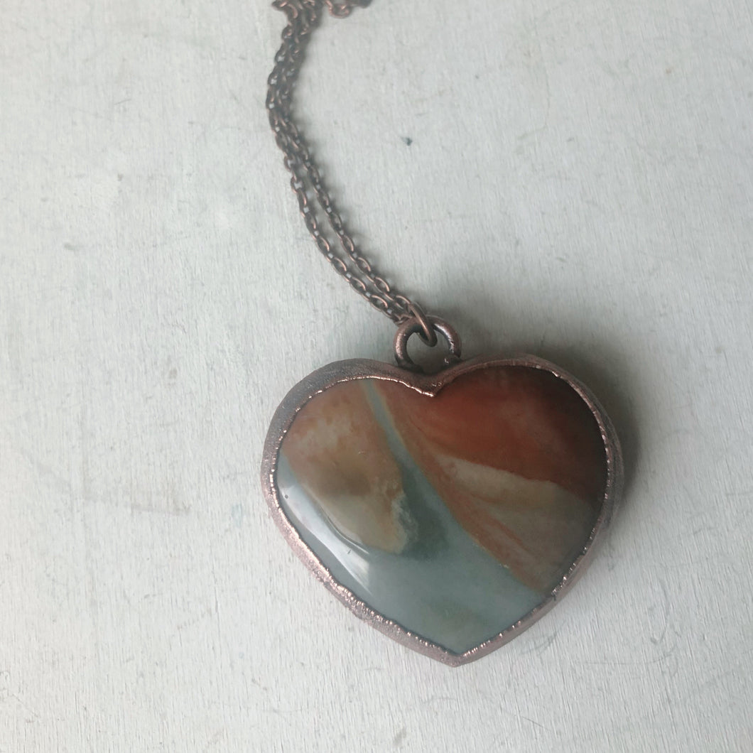 Polychrome Jasper Heart Necklace #12