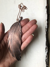 Load image into Gallery viewer, Electroformed Feather and Rainbow Moonstone Necklace #2 - Moksha Collection
