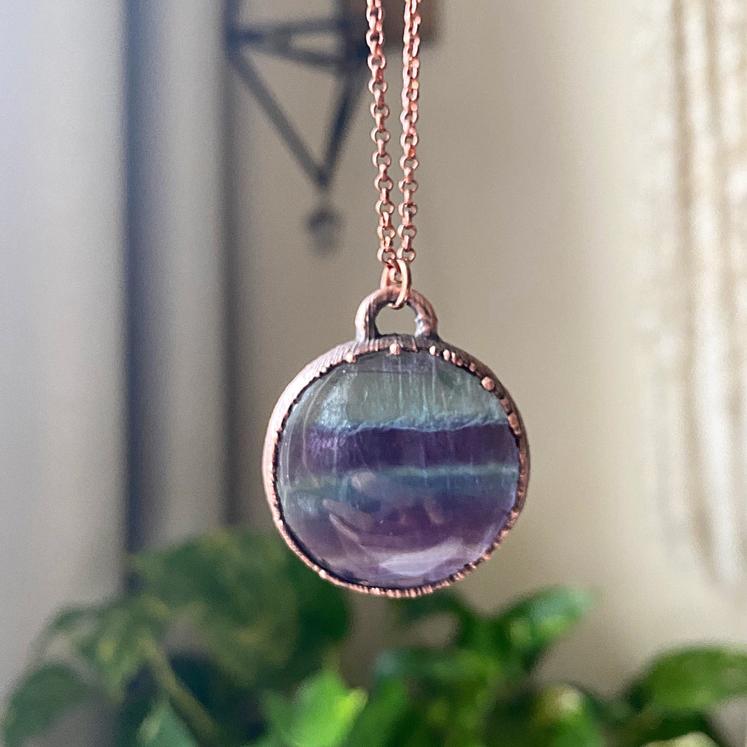 Fluorite Moon Necklace #1 - Ready to Ship
