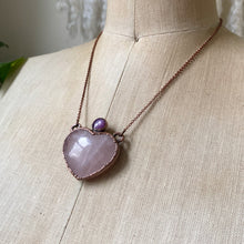 Load image into Gallery viewer, Rose Quartz Heart &amp; Pink Sapphire Necklace
