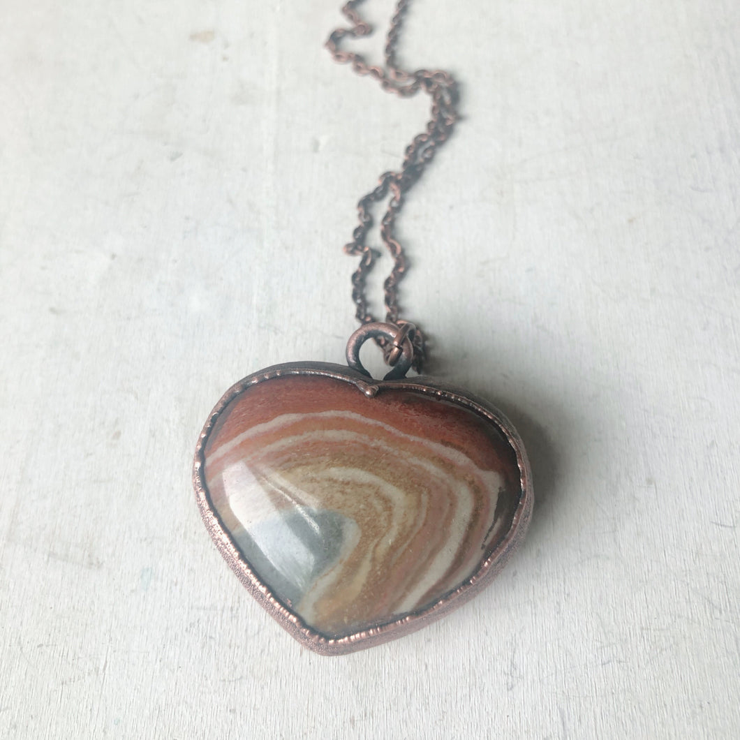 Polychrome Jasper Heart Necklace #15