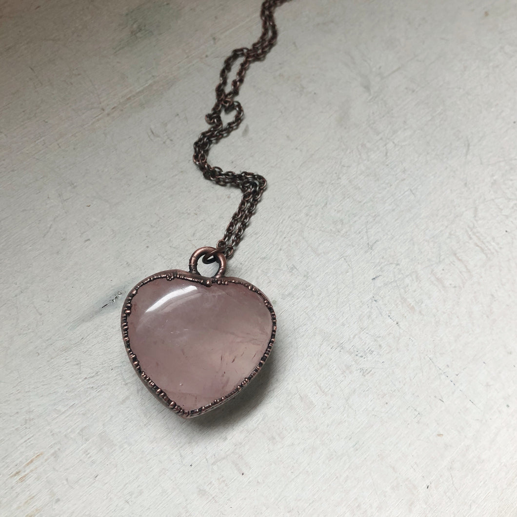 Rose Quartz Heart Necklace #2