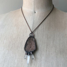 Load image into Gallery viewer, Druzy &amp; Raw Clear Quartz Statement Necklace #3 - Ready to Ship
