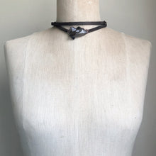 Load image into Gallery viewer, Smoky Quartz Cluster &amp; Leather Wrap Bracelet/Choker - Ready to Ship
