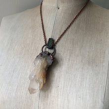 Load image into Gallery viewer, Candle Quartz &amp; Raw Green Kyanite Statement Necklace
