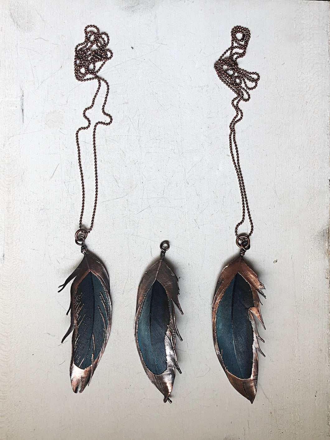 Electroformed Macaw Feather Necklace (Style 3) - Moksha Collection
