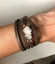 Load image into Gallery viewer, White Druzy and Leather Wrap Bracelet/Choker (Satya Collection)
