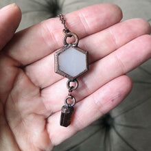 Load image into Gallery viewer, White Moonstone Hexagon and Dravite Necklace #1 - Ready to Ship
