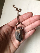 Load image into Gallery viewer, Raw Smoky Quartz Point #2 on Aged Copper Chain (Satya Collection)
