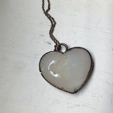Load image into Gallery viewer, White Agate Druzy “Broken Open” Heart Necklace #1 - Ready to Ship
