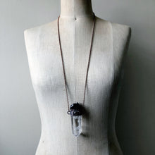 Load image into Gallery viewer, Polished Clear Quartz Point with Black Tourmaline &amp; Grey Moonstone Necklace
