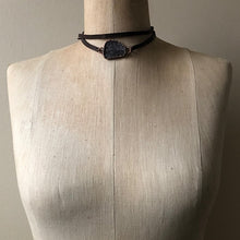 Load image into Gallery viewer, Gray Druzy and Leather Wrap Bracelet/Choker #4 - Ready to Ship
