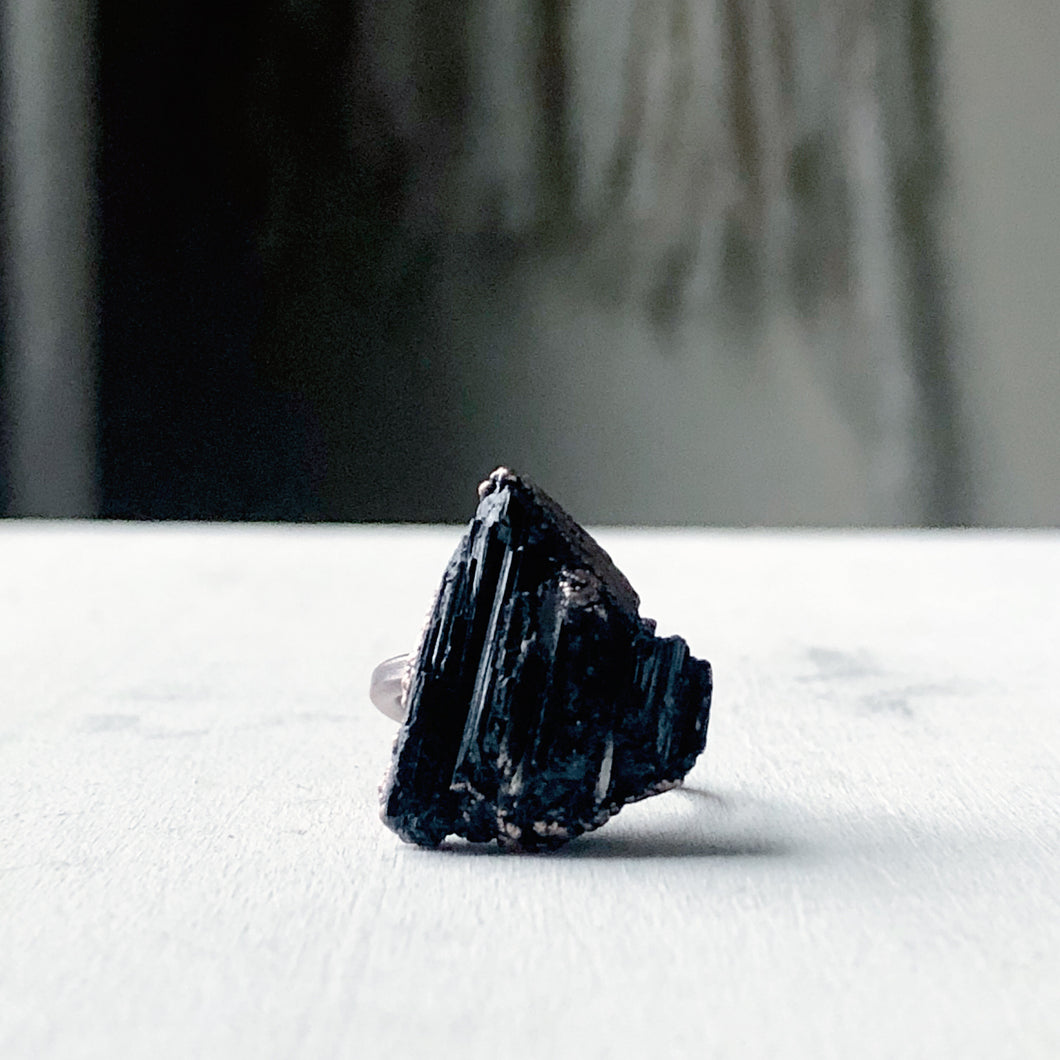 Black Tourmaline Statement Ring #4 (Size 6.75)