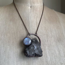 Load image into Gallery viewer, Smoky Quartz Cluster &amp; Rainbow Moonstone Necklace #3 - Ready to Ship
